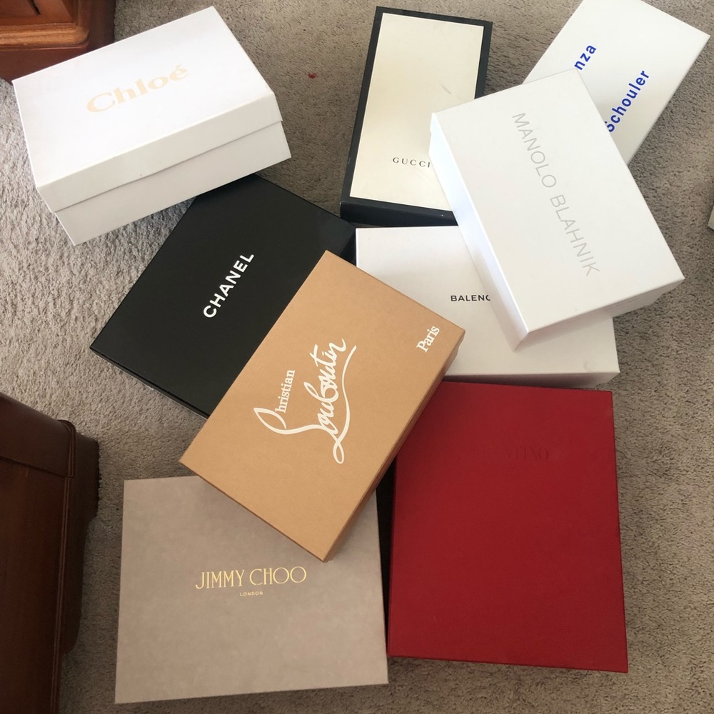 Designer shoe boxes. Each sold separately.